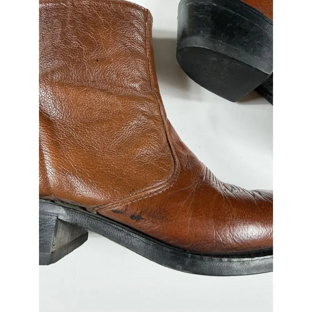 Laredo Fletcher Brown Leather Western Boots Men’s Size 8.5 Made in USA Vintage